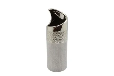 Produktbild von Gilde Vase, "Grace", gestreift, Keramik, champagnerfarben, silberfarben, VE 4, L. 10 cm, B. 10 cm, H. 30 cm 43296 4009079432961