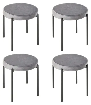 Produktbild von Esszimmerhocker 4er Set Stapelhocker Hocker aus Metall mit Samtoptik, für Eßzimmer