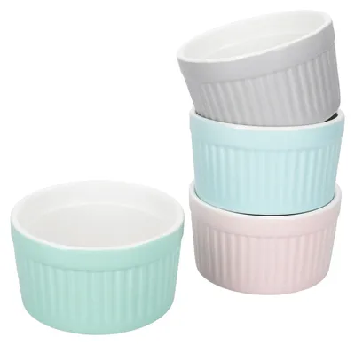 Produktbild von 4er Set Emilia Soufflé Förmchen Porzellan 125ml 4 Farben Auflaufform
