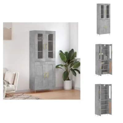 Productafbeelding van vidaXL Hoge kast, betonkleur, 69,5 x 34 x 180 cm, houtvezel - Dressoirs