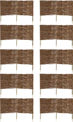 Produktbild von 10 x Beeteinfassung aus Weide 16 Größen ( Länge: 100 cm Höhe: 40 cm ) Weidenzaun Rasenkante Beetbegrenzung Steckzaun imprägniert mit Buchepflöcken für leichtes Einsetzen Palisade