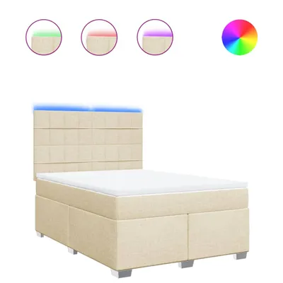Produktbild von Boxspringbett mit Matratze Creme 140x200 cm Stoff