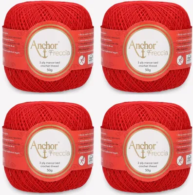 Productafbeelding van 4 bollen Anchor Freccia 16 – Fijn katoengaren voor delicate haakwerkprojecten (kleur 00046)