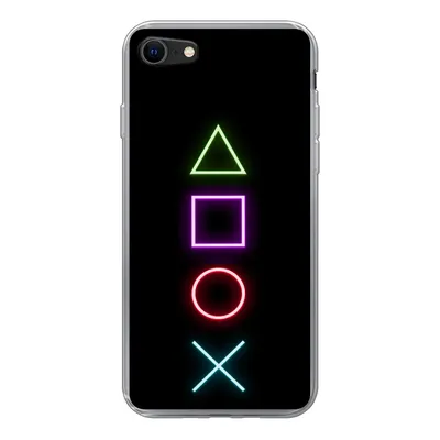 Produktbild von MuchoWow® Handyhülle Schutzhülle Hülle für iPhone SE 2020 Gaming - Neon - Konsole - Schwarz - Controller - Gaming Silikon Softcase Handy Hülle - Kartenbesitzer