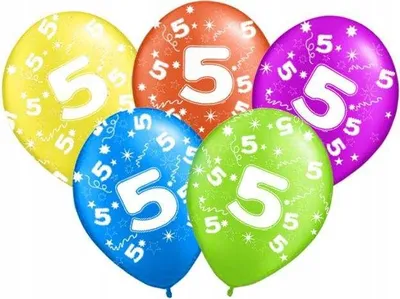 Obrázok produktu pre Balóniky s potlačou k 5. narodeninám ""5"" - 5 ks.