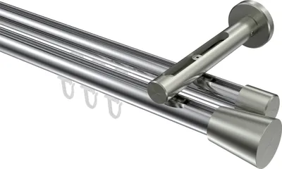 Produktbild von Interdeco Innenlaufstange / Gardinenstange mit Innenlauf Chrom / Edelstahl-Optik, Typ Siteno Sitra (Konus), 20 mm Ø 2-läufig, 140 cm