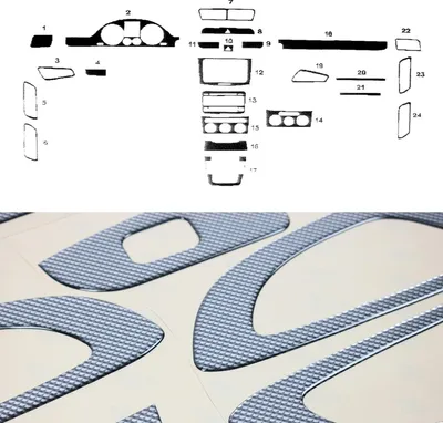 Obrázek produktu pro 2005-2010 VW Passat B6 interiér dekor kokpit karbonový vzhled 21 ks
