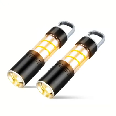 Produktbild von LED Taschenlampe Aufladbar mit Campinglicht, Zoombar, 2 Lichtmodi, Lange Akkulaufzeit (2-St), Wasserdichte Taschenlampe für Camping, Outdoor, Notfälle