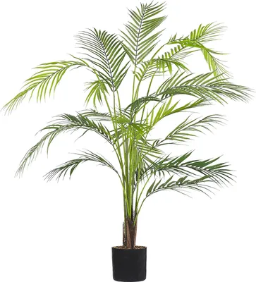 Obrázek produktu pro BELIANI Umělá rostlina v květináči zelená a černá syntetický materiál 124 cm areca palma umělé dekorace doplněk interiér