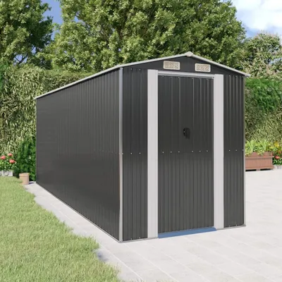 Produktbild von "2026 Aktion"Geräteschuppen - elegantes Design - Geräteschuppen/Gartenschrank - Anthrazit 192x523x223cm Verzinkter Stahl DE114148 - Geräteschuppen