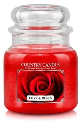 Zdjęcie produktu dla Świeca zapachowa Country Candle Love & Roses, średnia, dwupłomykowa (453 g)