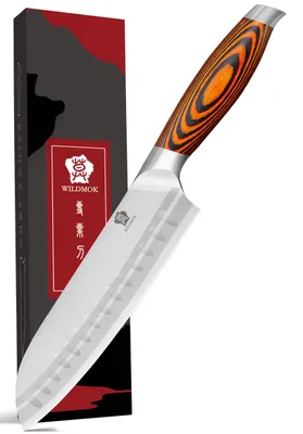Santoku-Messer 18 cm, deutscher Edelstahl, Pakkaholzgriff, rasiermesserscharf