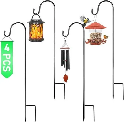 Productafbeelding van Herdershaken voor tuin - 4 stuks - 82 cm - Decoratieve haak voor lantaarns en plantenmanden