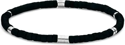 Produktbild von Frank 1967 – Heren Armband – 7FB-0703 Kralen Armband 4mm - Agaat - Staal - Rekbaar - 20cm - Zwart