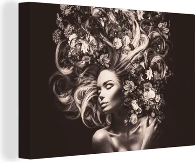 Zdjęcie produktu dla OneMillionCanvasses® - Obraz na płótnie - 140x90 cm, Kwiaty - Kobieta - Natura, Dekoracja ścienna - Zdjęcie na płótnie - Obraz na drewnianej ramie