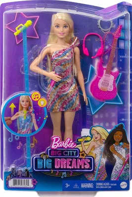 Produktbild von Mattel GYJ21 - Barbie - Big City Big Dreams - 'Bühne frei für große Träume' Malibu Barbie Puppe mit Licht und Sound, 30 cm
