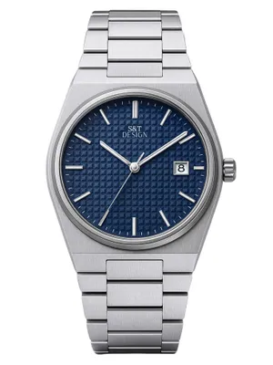 Produktbild von S&T Design Premium Herren Quarzuhr, Edelstahl Armbanduhr mit Datumsanzeige, 40mm Gehäuse, 3 Bar Wasserdicht, Strukturiertes Zifferblatt