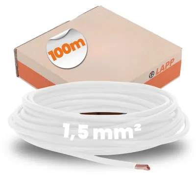 PVC Einzelader H07V-K 1,5 mm² weiß 100 m flexible Leitung
