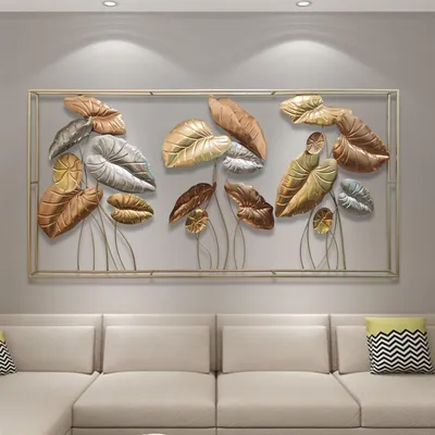 Produktbild von 3D Wandbild "Blätter" aus Metall in gold / silber / bronze, 135x69 cm, Wanddeko, Wandschmuck