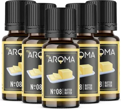 Produktbild von myAROMA flavour drops – Buttergeschmack 5x10ml, zuckerfrei, kalorienfrei & vegan, ohne künstliche Farbstoffe für Backen, Kochen und Getränke