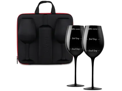 Image de Coffret à vin avec verres diVinto Who cares Black