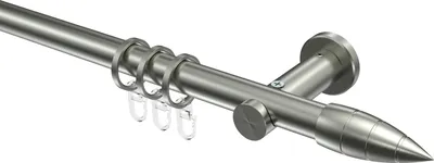 Produktbild von Interdeco Gardinenstange / Vorhangstange Edelstahl-Optik, Typ Platon Samanto (Rillenpatrone), 20 mm Ø 1-läufig, 260 cm