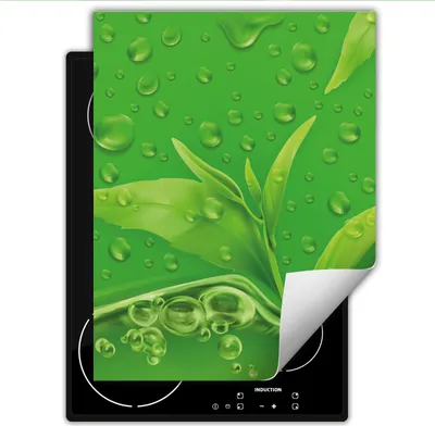 Image de DarHaus Plaque de recouvrement pour cuisinière Une pièce Cuisine Plaque de recouvrement pour plaque vitrocéramique Couverture pour plaque à induction Tapis enroulable 40x52 cm, vert - Fleur