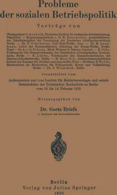 Produktbild von Probleme der sozialen Betriebspolitik