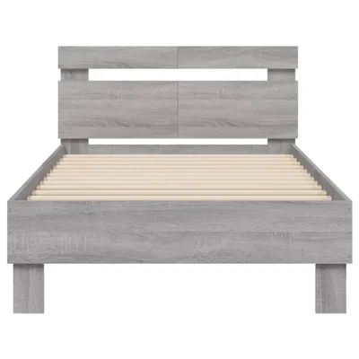 Produktbild von vidaXL Bettgestell mit Kopfteil und LED-Leuchten Grau Sonoma 100x200cm