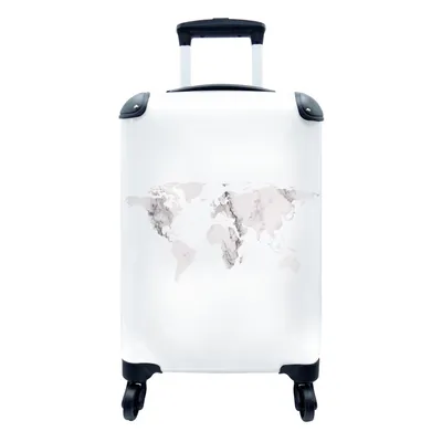 Produktbild von MuchoWow® Koffer Handgepäck Trolley Rollkoffer Kleine Reisekoffer mit 4 Rollen - Weltkarte - Marmor - Grau - Cabin Size < 55x40x23 cm & 55x40x20 cm - Fotokoffer - Kabinenkoffer - Boardgepäck - Reise-Box - Reisekoffer - Reisegepäck - Koffer mit Bild - Trolley für Kinder