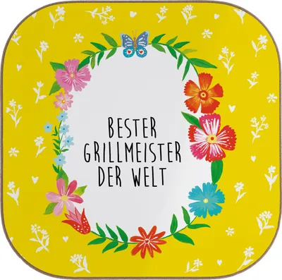 Produktbild von Mr. & Mrs. Panda Tischschoner Grillmeister - Weiß - Geschenk, Untersetzer Gläser, am Grill, Holzuntersetzer, Bratwurst, gläseruntersetzer, Griller, Meister, für, Glas
