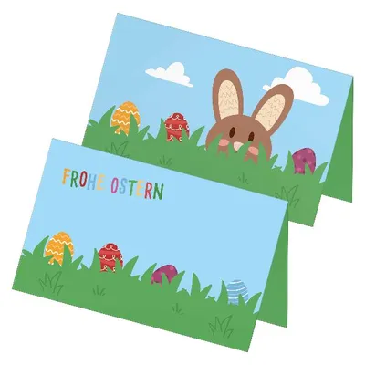 Produktbild von itenga 24x Tischkarte Frohe Ostern bedruckt Hasenbande Osterhase Ostereier