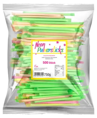 Immagine prodotto di Tise Bastoncini di polvere al neon con destrosio in polvere 500 pezzi confezione 750g