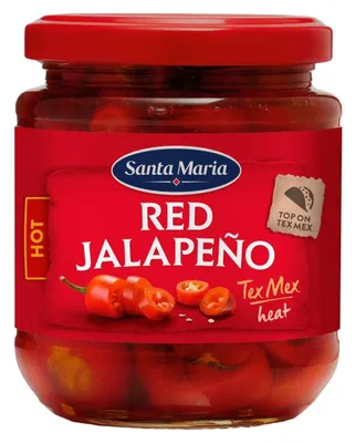 Produktbild von Santa Maria Rote Jalapeño Scheiben 215g – Würzige Jalapeños für Gerichte & Snacks