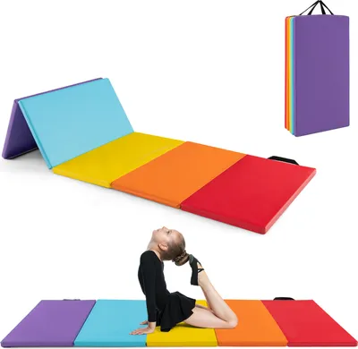Produktbild von COSTWAY Turnmatte klappbar, 200 x 75 Weichbodenmatte, Gymnastikmatte 5 fach faltbar aus Polyurethanmit Tragegriff