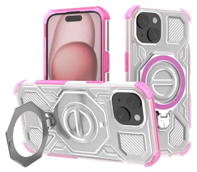 Obrázok produktu pre Techsuit - Carbon Shield PRO ochranný obal na iPhone 15 - ružové priehľadné