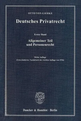 Produktbild von Gierke, O: Deutsches Privatrecht 1
