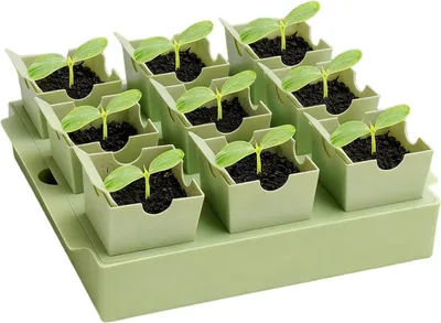 Produktbild von Samenstartset mit Vermehrungsbehälter und Griffen – Keimlingstabletts für den Gartenbeginn, zum Umpflanzen im Gartenbau, im Freien, im Gewächshaus und im Hausgarten