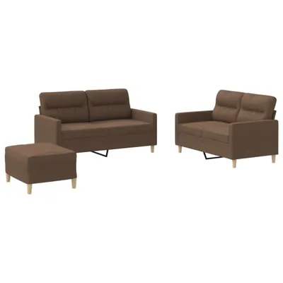 Produktbild von 3-tlg. Sofagarnitur mit Kissen Braun Stoff