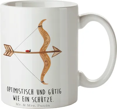 Produktbild von Mr. & Mrs. Panda Pott Sternzeichen Schütze - Weiß - Geschenk, Tasse, Trinkbecher, Schützenfest, Teebecher, Teepott, Kaffeetasse, Geburtstag November, Becher, Dezember