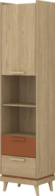 Produktbild von Masseno Buchregal ACARA für Wohnzimmer Büro oder Lesezimmer 50x40x215 cm, Eichefarben