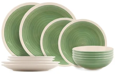 Obrázek produktu pro Sada nádobí Cookinglife Ocean Green, 12dílná / pro 4 osoby – 4 talíře, 4 snídaňové talíře a 4 misky