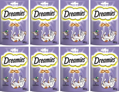 Produktbild von Dreamies Classic Katzensnacks mit Ente - fabelhafte Knuspertüten mit weicher Füllung - 8 x 60 g