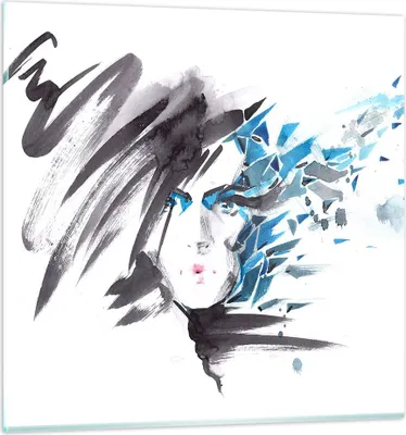 Produktbild von Bilder auf glas - Frau Gesicht Illustration Make-up - 70x70cm - Glasbilder - Wandbilder - Kunstdruck - zum Aufhängen bereit - Wanddekoration aus Glas - Glas Bilder - Wandbild auf Glas - GAC70x70-3020