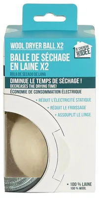 Image de Pack de 2 balles de séchage en laine - Blanc - D 7 cm