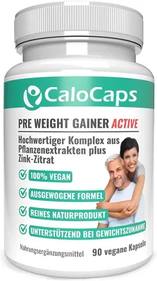 Produktbild von CaloCaps PRE WEIGHT GAINER Appetitanreger Kapseln zur Förderung der Gewichtszunahme | vegan & hochdosiert
