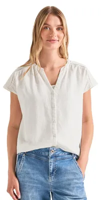 Productafbeelding van Street One blouse met wijde schouders en tape, kleur: off-white, maat 46