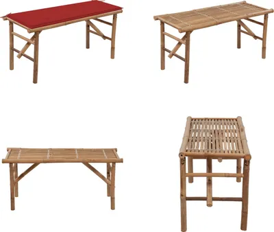 Immagine prodotto di vidaXL Panca da giardino pieghevole con cuscino 118 cm in bambù - Panca da giardino - Panca da giardino - Panca da patio - Panche da patio