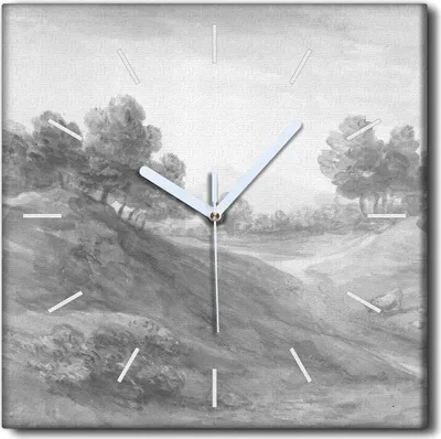 Produktbild von Coloray Uhr auf Leinwand 30x30 cm Wand Uhr Dekoration Wohnzimmer Segeltuch weiße Zeiger -Aquarelllandschaft