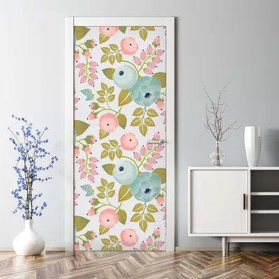 Produktbild von Dekorative Türtapete selbstklebend Klebefolie Türposter Türaufkleber Frühlingsblumen 77 x 200 cm